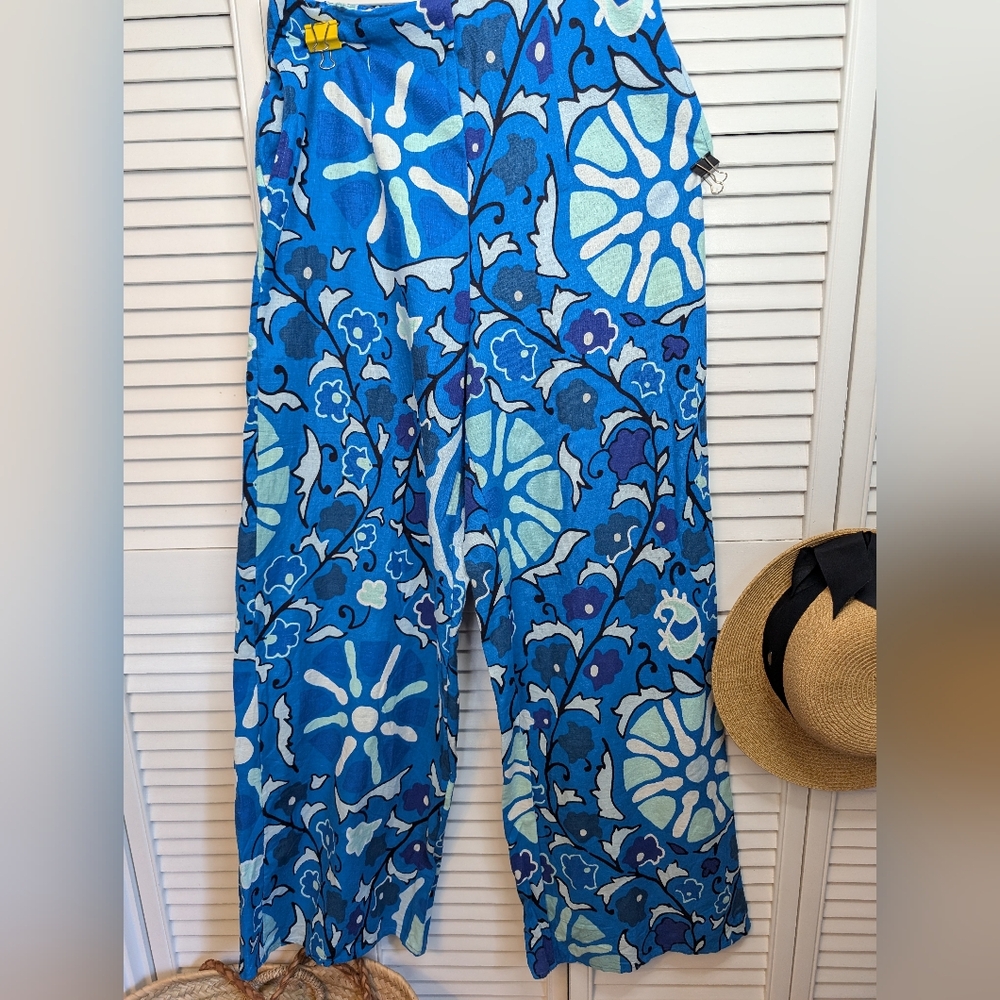 RHODE Blue & Aqua Floral Wide-Leg Jumpsuit - Picture 10 of 15